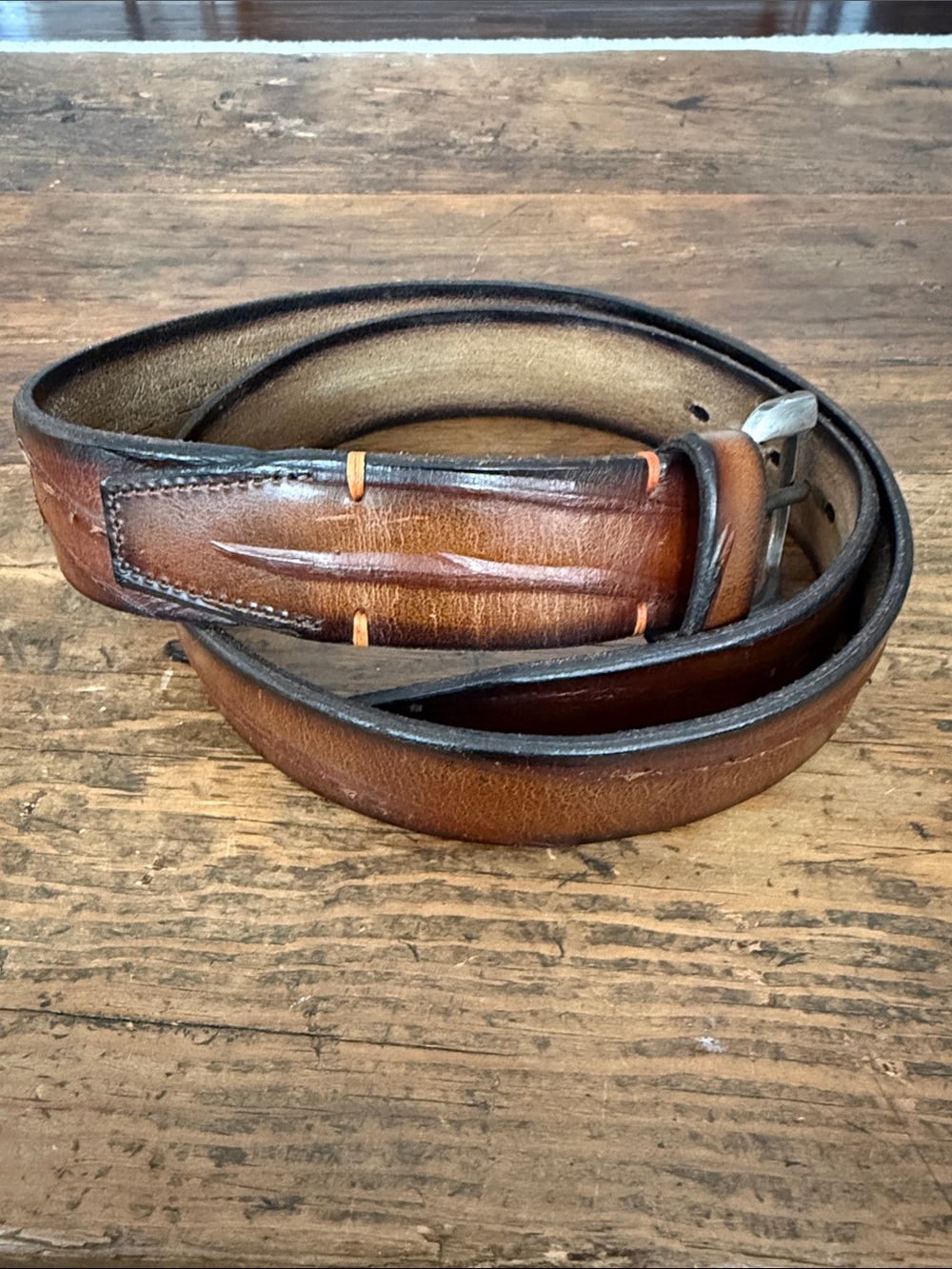 Martin Dingman Per La Vita Brown Bridle Leather Belt Italy Size 36